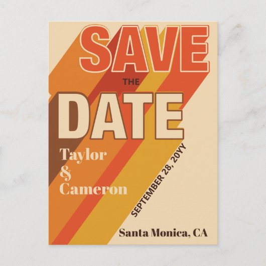 Carte Postale Typographie Orange Marron Longue Ombre Groovy Mari (Devant)