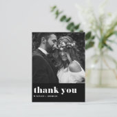 Carte Postale Typographie rétro Bold Merci Mariage noir (Debout devant)