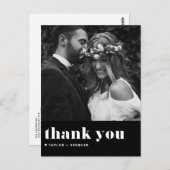 Carte Postale Typographie rétro Bold Merci Mariage noir (Devant / Derrière)