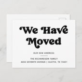 Carte Postale Typographie rétro | Faire-part de déplacement (Devant / Derrière)
