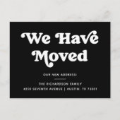 Carte Postale Typographie rétro | Faire-part de déplacement noir (Devant)