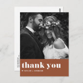 Carte Postale Typographie rétro Gras Terracotta Mariage Merci (Devant / Derrière)