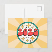 Carte Postale typographie rétro groovy 2025 (Devant / Derrière)