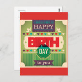 Carte Postale Typographie Rétro Joyeux Anniversaire (Devant / Derrière)