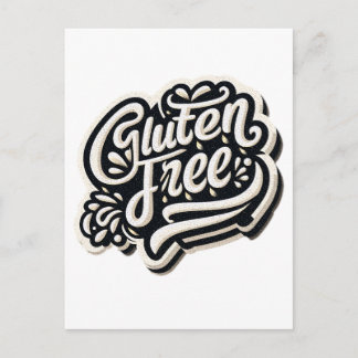 Carte Postale Typographie Rétro Sans Gluten Graphique de Script