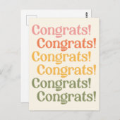 Carte Postale Typographie Rétro Simple Félicitations Jaune et Ve (Devant / Derrière)