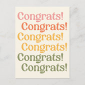 Carte Postale Typographie Rétro Simple Félicitations Jaune et Ve (Devant)