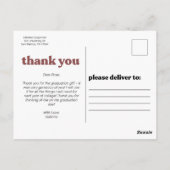 Carte Postale Typographie Rose Tendance Remerciement de Diplôme (Dos)