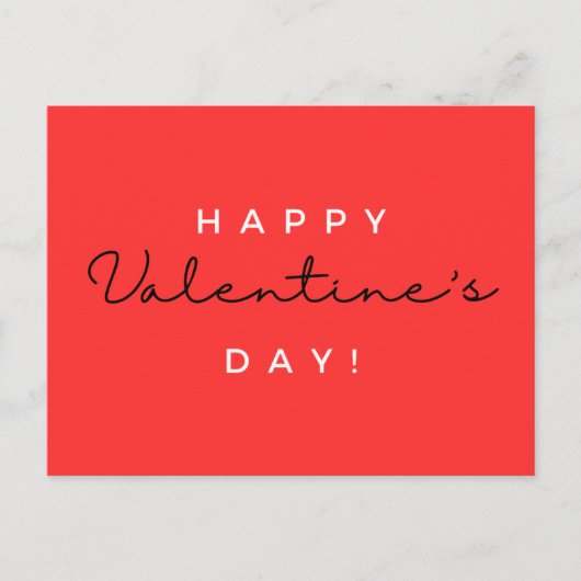 Carte Postale Typographie simple et élégante de la Saint-Valenti (Devant)