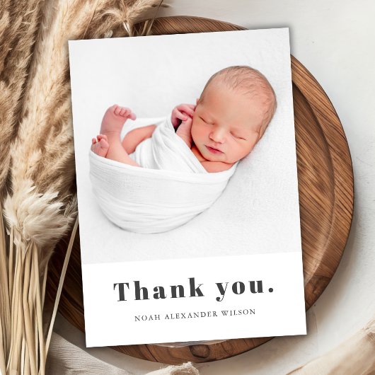 Carte Postale Typographie simple Gras Merci photo bébé