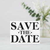 Carte Postale Typographie simple noir et blanc Enregistrez la da (Debout devant)