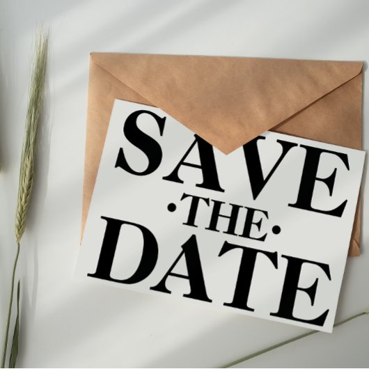 Carte Postale Typographie simple noir et blanc Enregistrez la da