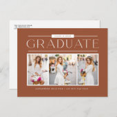 Carte Postale Typographie simple Terracotta Photo Graduation (Devant / Derrière)