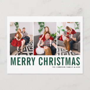 Carte Postale Typographie verte Joyeux Noël Photo Collage