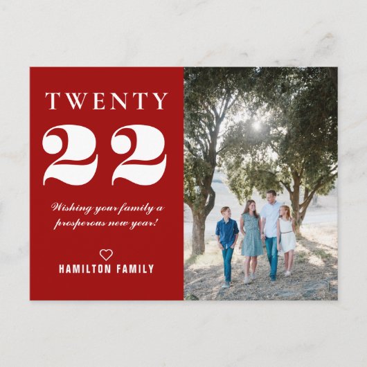 Carte Postale Typographie Vingt-Deux Photo Nouvel An (Devant)