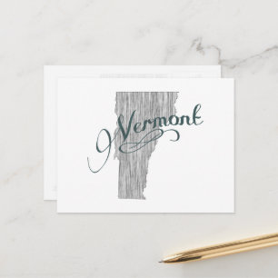 Carte Postale Typographie Vintage en forme de Vermont Nom