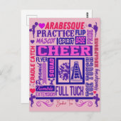 Carte Postale Typographie violette des filles (Devant / Derrière)