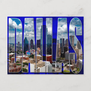 Carte postale typographique Dallas Texas City Skyl