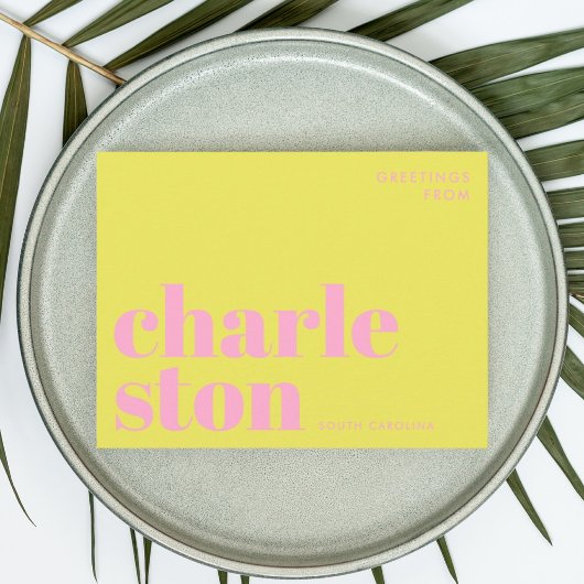 Carte postale typographique de Charleston Caroline