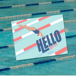 Carte postale typographique de nageur de piscine r
