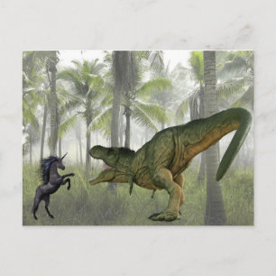 Carte Postale Tyrannosaurus Licorne Dinosaure