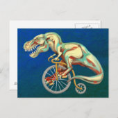 Carte Postale Tyrannosaurus Rex à bicyclette (Devant / Derrière)