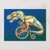 Carte Postale Tyrannosaurus Rex à bicyclette (Devant)