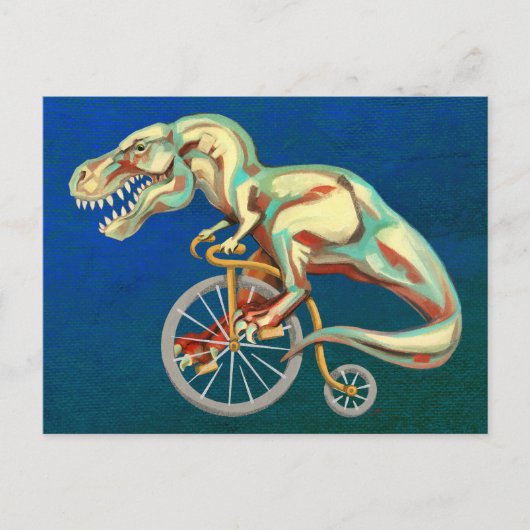 Carte Postale Tyrannosaurus Rex à bicyclette (Devant)
