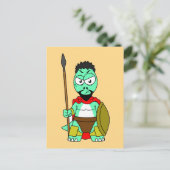 Carte Postale Tyrannosaurus Rex déguisé en Leonidas. (Debout devant)