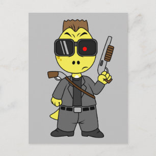 Carte Postale Tyrannosaurus Rex déguisé en Terminator.