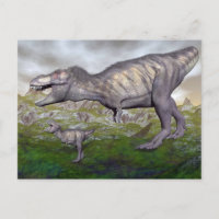 Tyrannosaurus rex dinosaure maman et bébé rendu 3D