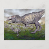 Carte Postale Tyrannosaurus rex dinosaure maman et bébé rendu 3D (Devant)