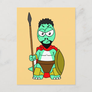 Carte Postale Tyrannosaurus Rex Habillé Comme Leonidas.