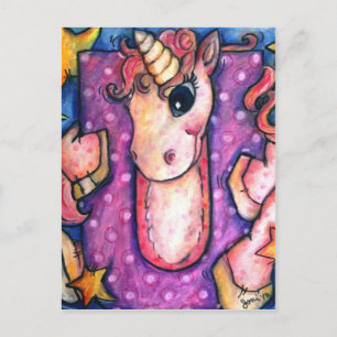 Carte Postale U est pour Unicorn