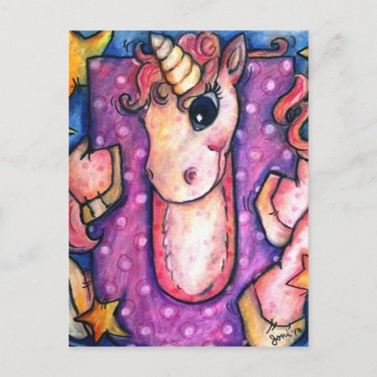 Carte Postale U est pour Unicorn (Devant)