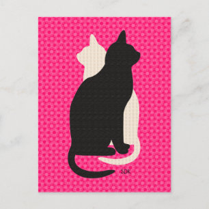 Carte Postale U Pick Color/ Good Luck Black White Kitty Catz Duo
