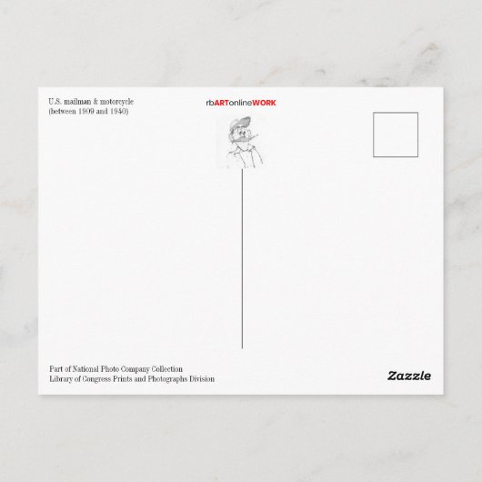 Carte Postale U.S. Mailman & Motorcycle (Dos)
