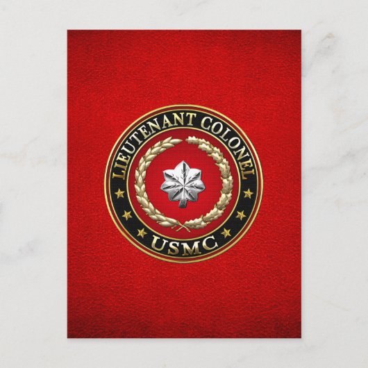 Carte Postale U.S. Marines : Lieutenant-colonel (USMC LtCol) [3D (Devant)