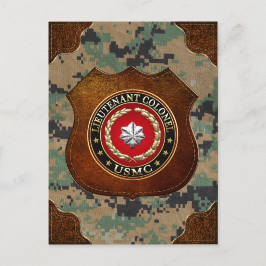 Carte Postale U.S. Marines : Lieutenant-colonel (USMC LtCol) [3D (Devant)