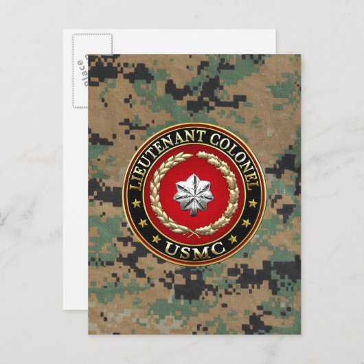 Carte Postale U.S. Marines : Lieutenant-colonel (USMC LtCol) [3D (Devant / Derrière)