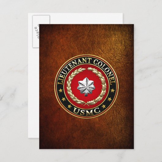 Carte Postale U.S. Marines : Lieutenant-colonel (USMC LtCol) [3D (Devant / Derrière)