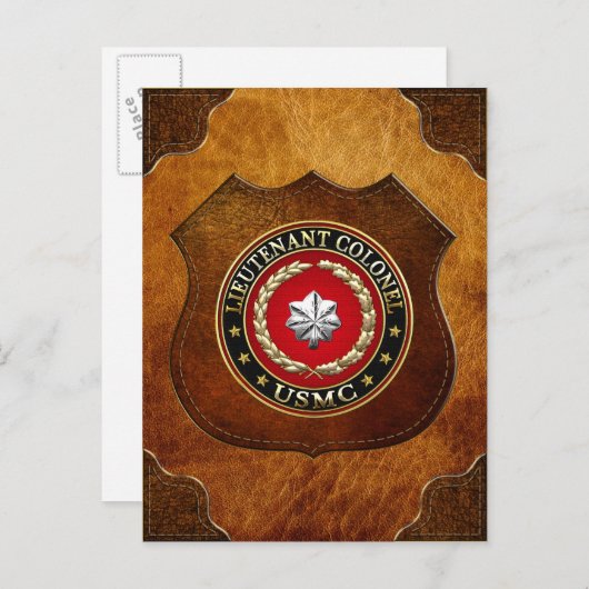 Carte Postale U.S. Marines : Lieutenant-colonel (USMC LtCol) [3D (Devant / Derrière)