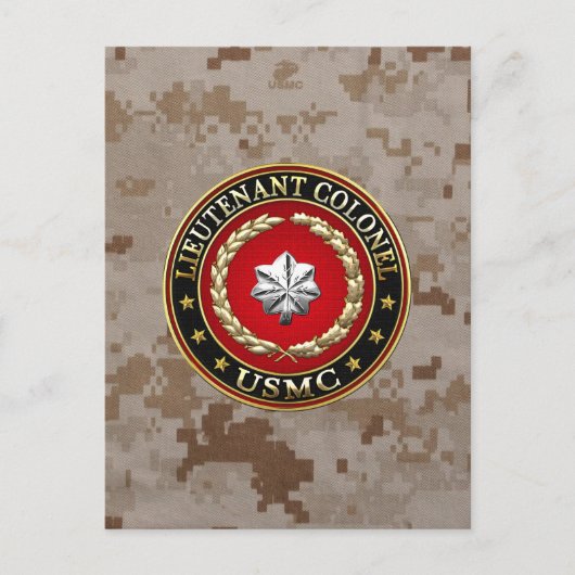 Carte Postale U.S. Marines : Lieutenant-colonel (USMC LtCol) [3D (Devant)