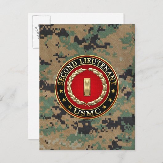 Carte Postale U.S. Marines: second lieutenant (USMC 2ndLt) [3D] (Devant / Derrière)