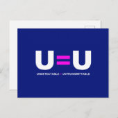Carte Postale U=U VIH non détectable égale non transmettable (Devant / Derrière)