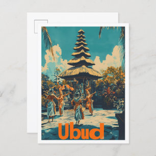 Carte Postale Ubud Bali Indonésie Illustration Vintage voyage