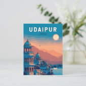 Carte Postale Udaipur Illustration Voyage Artistique Vintage Ind (Debout devant)