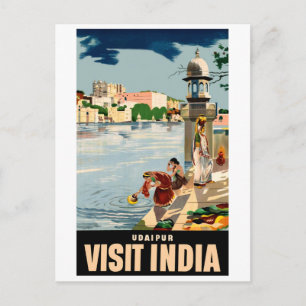 Carte Postale Udaipur ville, Inde, femmes au lac