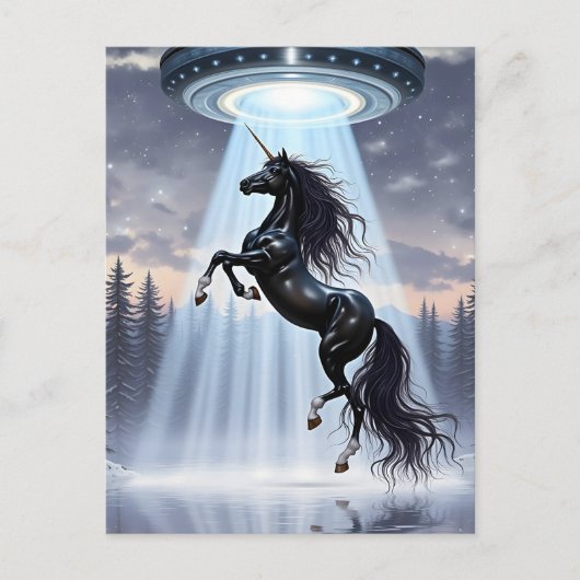 Carte Postale UFO Abduction of a Gorgeous Black Unicorn (Devant)