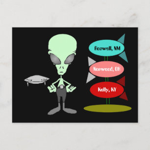 Carte postale UFO Alien du milieu du siècle